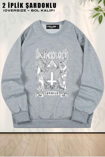 ZOKAWEAR Унисекс Behemoth Satan принт, прекалено голяма блуза с качулка за ве...