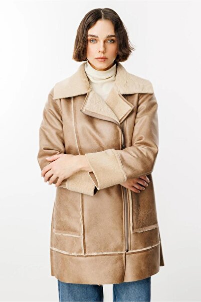 Micca Crok Faux Leather and Soft Fur Lined Coat