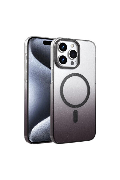 Najmaddin غطاء آيفون 15 برو ماكس اللامع متوافق مع ماج سيف - أسود