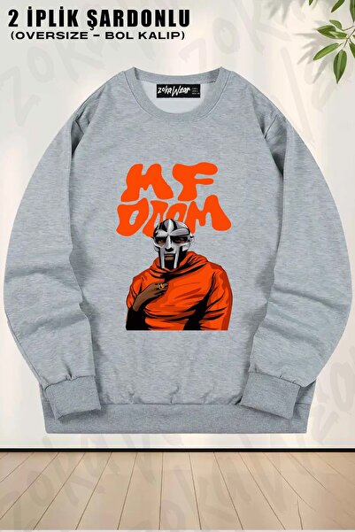 ZOKAWEAR Unisex Mf Doom v2 cu imprimeu supradimensionat guler rotund Swea tricou