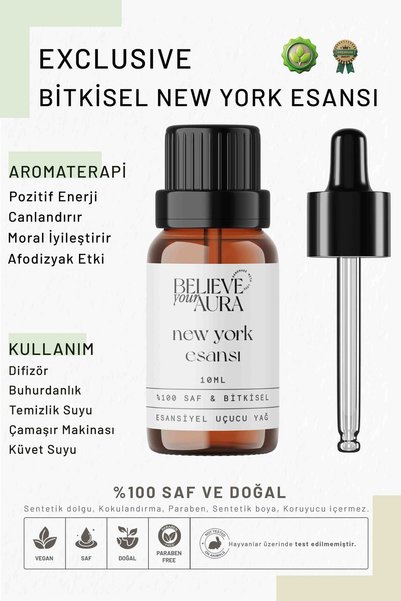 Believe Your Aura Doğal New York Esansı - %100 Saf ve Bitkisel Buhurdanlık Di...