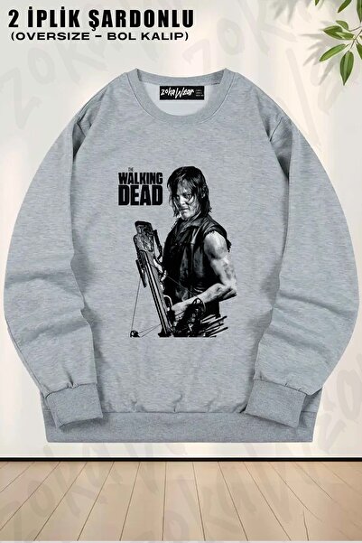 ZOKAWEAR Унисекс Даръл Диксън The Walking Dead Баскли Овърсайз Бисiklet Яка С...