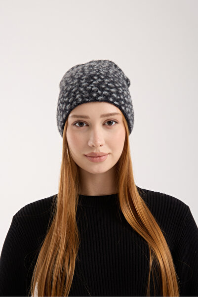 OX-RA Black Leopard Patterned Plush Folded Beret