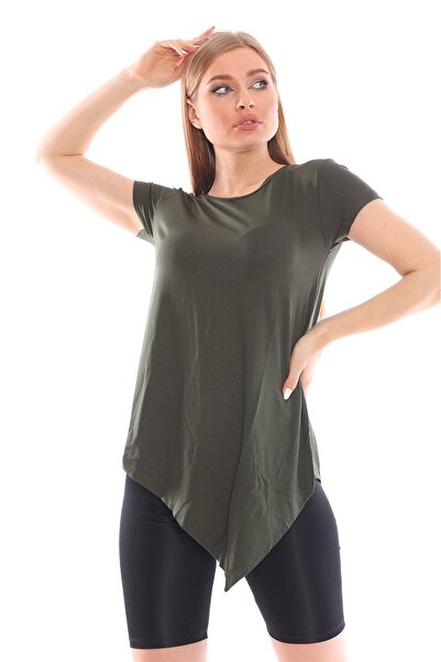 Alışveriş Sokağı Cross Cut Viscose Fabric Casual White Tunic