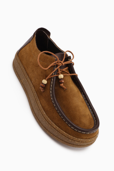 Limoya Polin Genuine Leather Mink Suede Lace-Up Casual Loafer Shoes