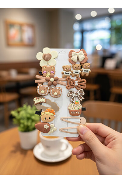 BATU GİYİM Комплект щипки за коса с карамелено кафяво момиченце и бебе момиченце, 14 броя