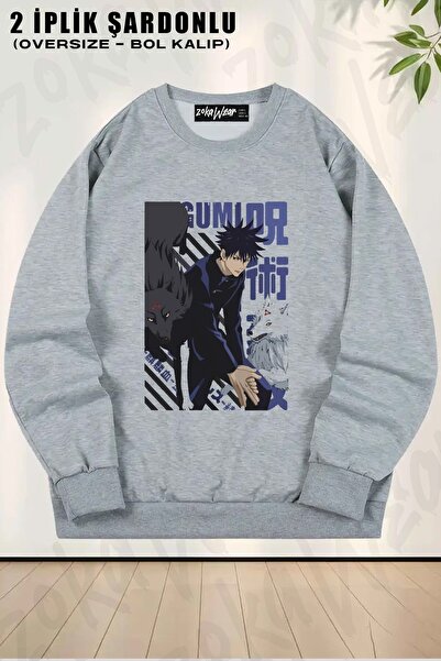 ZOKAWEAR سويت شيرت للجنسين من Jujutsu Kaisen Megumi Fushigur مطبوع قصة فضفاضة...