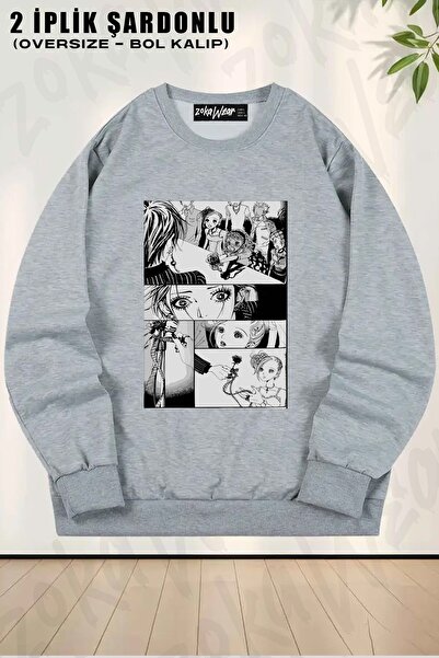 ZOKAWEAR Unisex Black Stones Nana (Manga) cu imprimeu supradimensionat guler ...