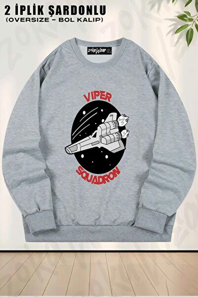 ZOKAWEAR Sweatshirt unisex cu imprimeu Battlestar Galactica Viper Squadron, g...