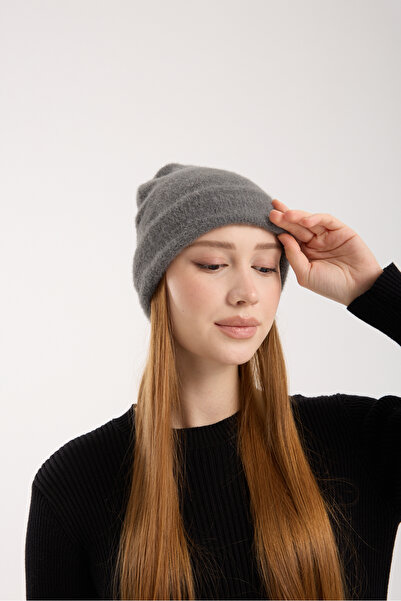 OX-RA Gray Plush Folded Bearded Beret