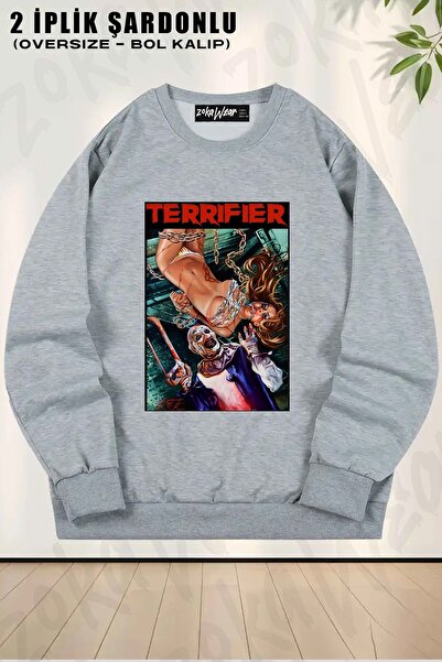ZOKAWEAR Unisex Terrifier Art the Clown Horror Movie Art Printed Oversized Crew Neck Sweatshirt