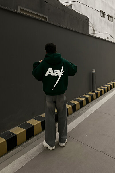 CLASSY.MODA سترة للجنسين بغطاء رأس بظهر مطبوع قصة فضفاضة وجيوب كنغر و3 خيوط م...