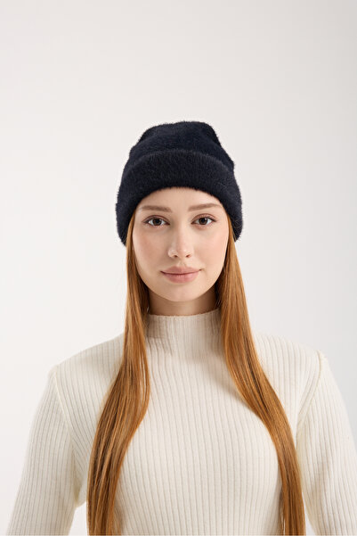 OX-RA Black Plush Folded Bearded Beret