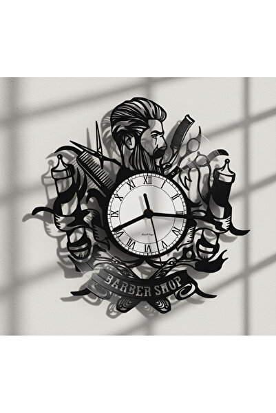 Handmade ساعة حائط مصنوعة يدويًا من الفينيل بتصميم صالون الحلاقة - ديكور لصال...