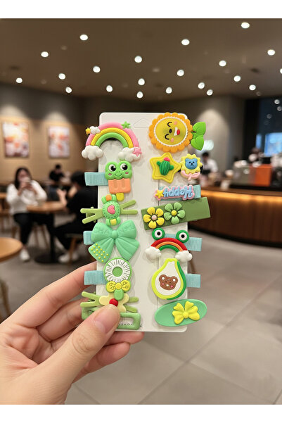 BATU GİYİM Set de cleme cu cataramă pentru fetiță și fetiță verde, 14 bucăți