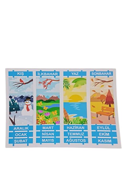 HiperAD Reklam 4 Mevsim ve Aylar Eğitici Duvar Tablosu 70x100 cm | 5mm Dekota...