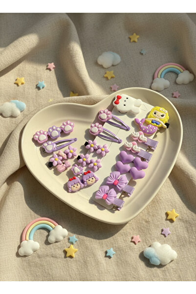 BATU GİYİM Set de cleme pentru fete și fetițe liliac, cu cataramă, 14 bucăți