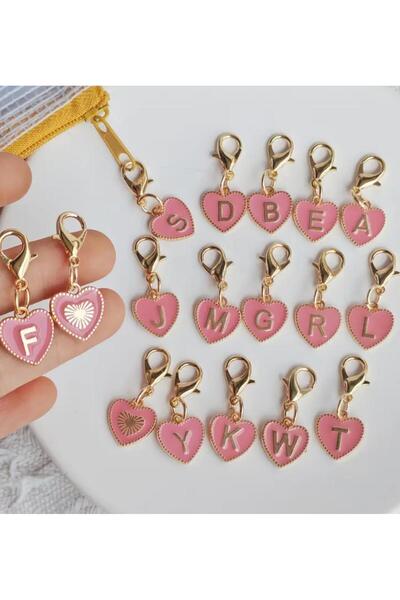alisa Letter J Pink Heart Keychain or Bag Ornament