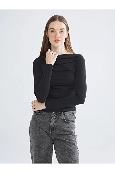 LC Waikiki Boat Neck Gathered Blouse