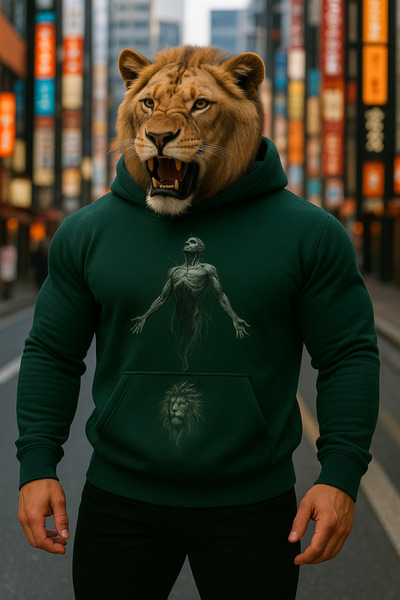 CLASSY.MODA Ανδρικό φούτερ με κουκούλα επένδυση fleece Artistic B με τύπωμα μ...