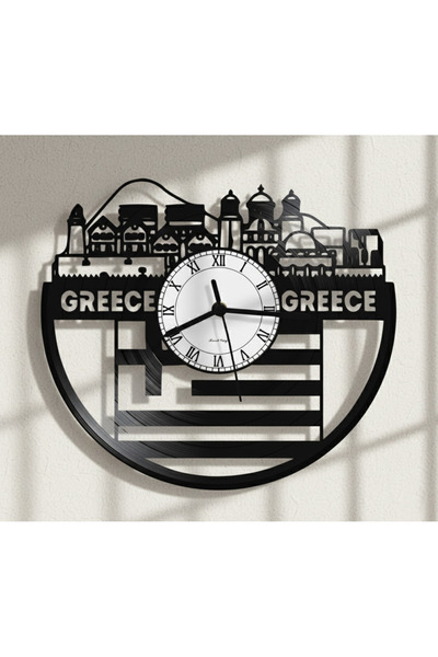 Handmade ساعة حائط مصنوعة يدويًا من الفينيل بتصميم اليونان (اليونان) - تصميم ...
