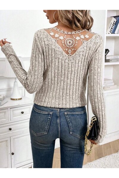 ETİLER ÇOCUK Bluză pentru femei cu mânecă lungă, cu decolteu în V, cu detaliu...