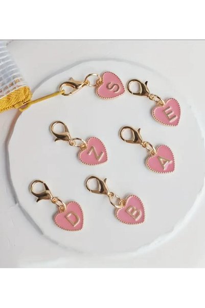alisa Letter R Pink Heart Keychain or Bag Ornament