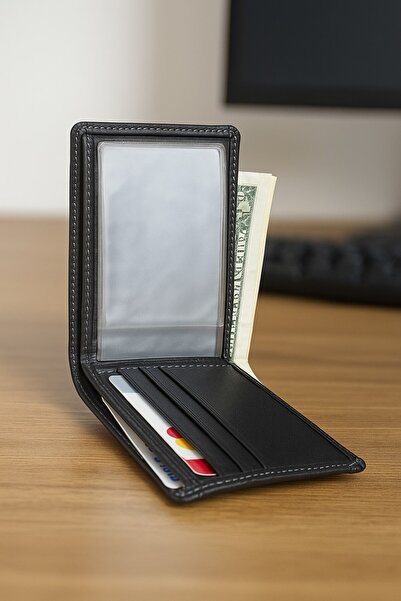 Newish Polo Genuine Leather Credit Card Holder Wallet Side Model