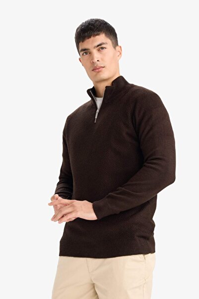 DeFacto Standard Fit Zippered Collar Knitwear Sweater F4620Ax25Wn