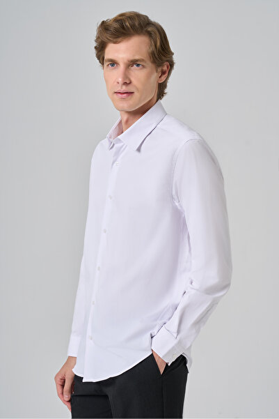 Morven Cămașă albă cu guler rigid slim fit pentru bărbați