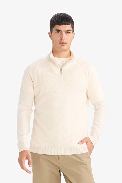 DeFacto Standard Fit Zippered Collar Knitwear Sweater F4620Ax25Wn