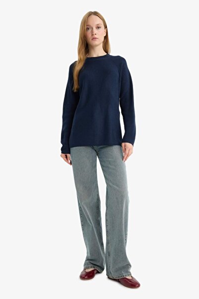 DeFacto Regular Fit Crew Neck Basic Plain Knitwear Sweater D6911Ax25Wn