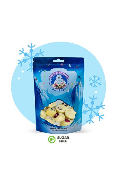 Crunchy Catchy Snacks Freeze dried Lemon Cheesecake Ice Cream Infused with Blackberries ( SUGAR FREE )