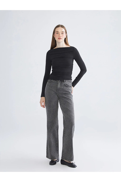 LC Waikiki Boat Neck Gathered Blouse