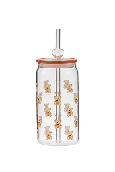 LC Waikiki Printed Glass with Straw 480 ml