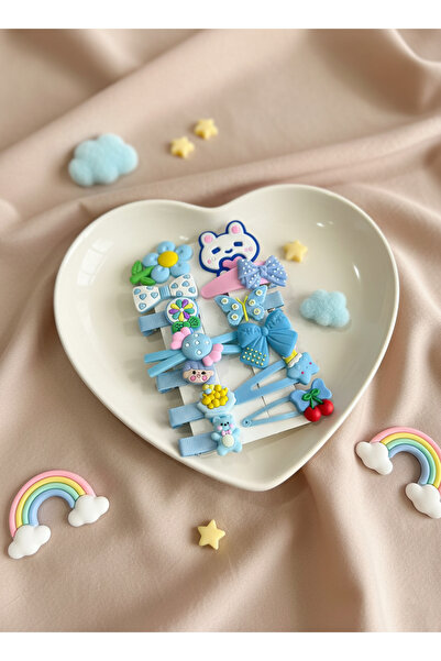 BATU GİYİM Set de 14 bucăți de cleme pentru fetiță și fetiță albastră