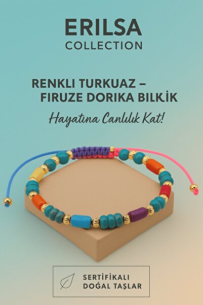 Erilsa سوار حجر الفيروز الملون المعتمد من دوريكا – استمتع بالطاقة الإيجابية، ...