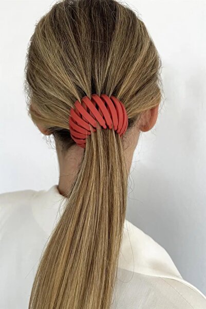 Stone Family Red Color Matte Appearance Practical Hair Clip