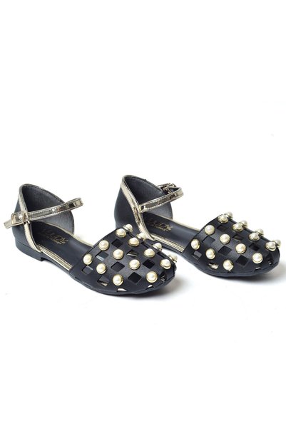 Vuddy Girl's Pearled Evening Dress Shoes (Size Range 26-30) V.02P-30 - Black