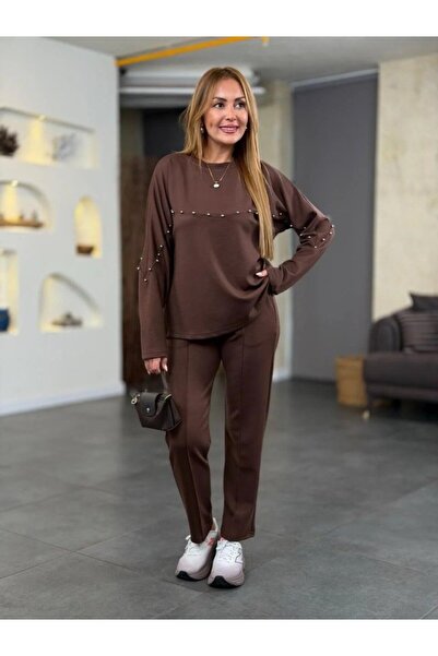 JANES Women's Pearl Detail Modal Fabric Double Set