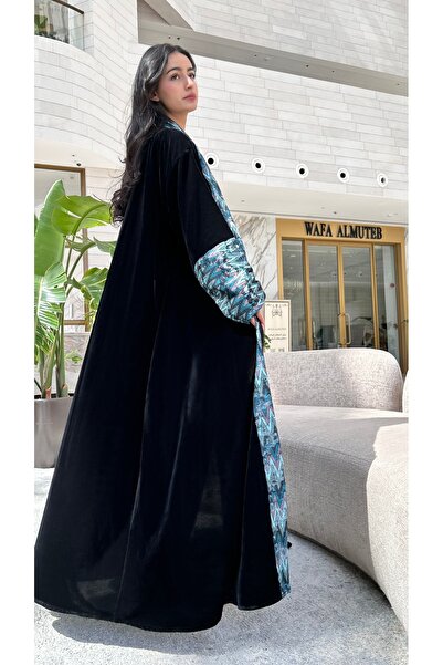 AYA MWT561 - Velvet abaya with colored inserts
