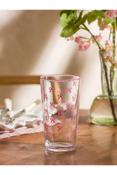 LC Waikiki Bow Printed Glass Cup 500 ml