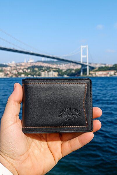 Newish Polo Genuine Leather Credit Card Holder Wallet Side Model