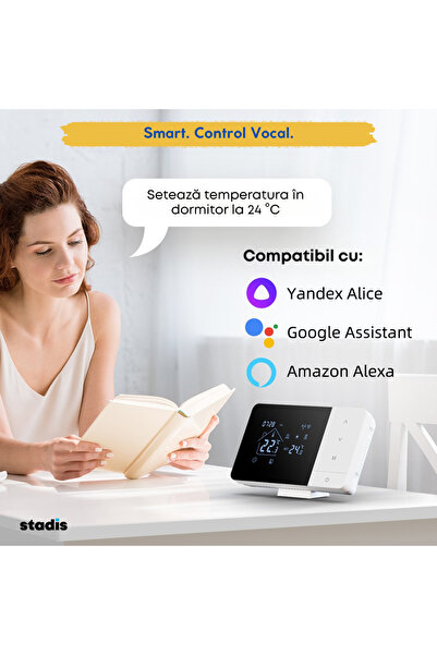 STADIS Termostat de Ambient Smart 506x STADIS™, WiFi, Controlat prin Telefon, Universal, Programabil, Negru
