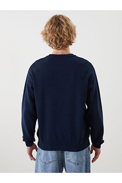 LC Waikiki LCW Casual Синій велосипедний комір з довгими рукавами Чоловічий трикотажний светр