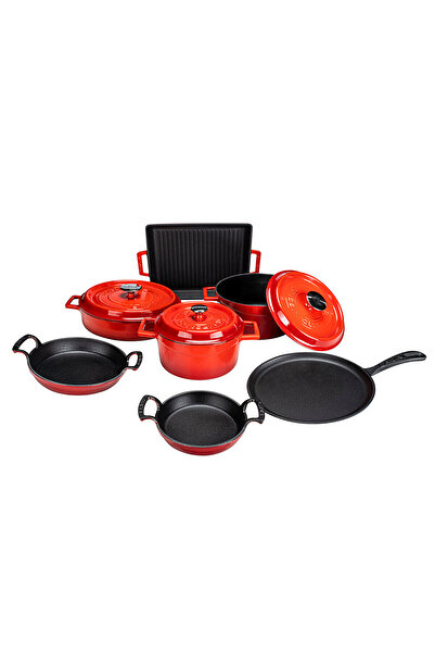 Lava Trendy 10 Parça Xxl Kırmızı Döküm Tencere Seti