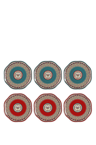 Lucky Art Fiora Bone Desenli Porselen 6'lı Tabak Seti 27 cm