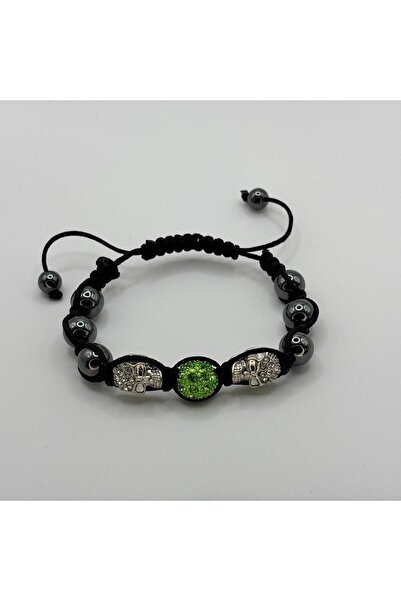 Colorbox Thread bracelet with metal balls and skulls with semi-precious stones