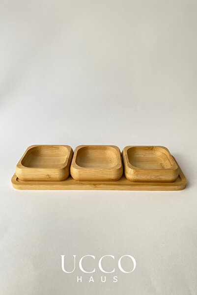 UCCO Bamboo 3-Piece Breakfast Set & Serving Tray & Snack Bowl |   Jam Bowl & Chocolate Bowl & Honey |   Kase Seti