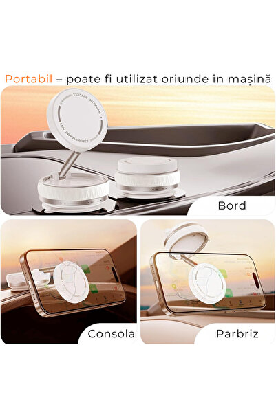 Skyline Orbion Universal Magnetic Phone Holder - Vacuum Mount, 360° Rotation, Foldable, White